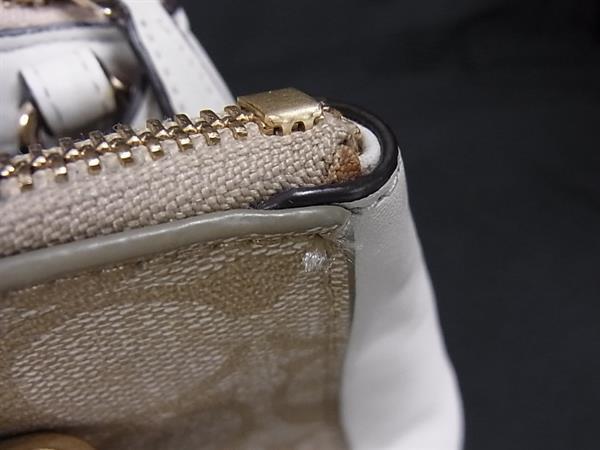 美品 COACH コーチ トートバッグ スモールクリスティーキャリオール F58291 ベージュ系×アイボリー系 PVC×レザー レディース シグネチャー クロスボディ 2WAY