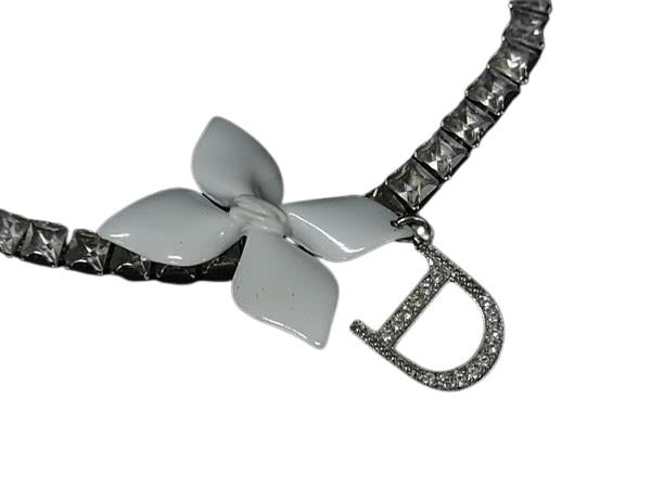 DIOR ディオール イヤリング チョーカー - - シルバー ホワイト メタル レディース フラワー 2点セット