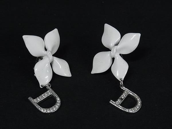 DIOR ディオール イヤリング チョーカー - - シルバー ホワイト メタル レディース フラワー 2点セット
