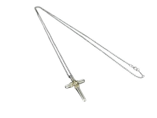 TIFFANY＆Co ティファニー ネックレス シグネチャークロス - シルバー ゴールド SV925 K18 レディース