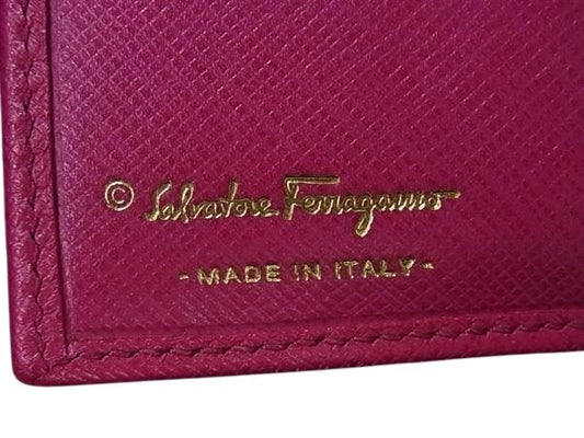 Salvatore Ferragamo フェラガモ 財布 ダブルガンチーニ JP-22-B852 ピンク レザー レディース 二つ折り財布 ゴールド金具
