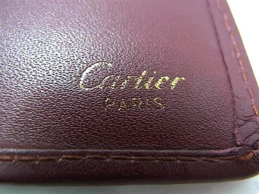 Cartier カルティエ 財布 マストライン - ボルドー系 レザー メンズ 二つ折り長財布 ゴールド金具 美品