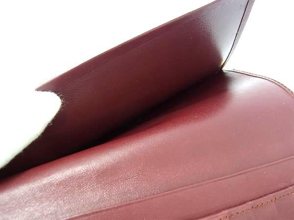 Cartier カルティエ 財布 マストライン - ボルドー系 レザー メンズ 二つ折り長財布 ゴールド金具 美品