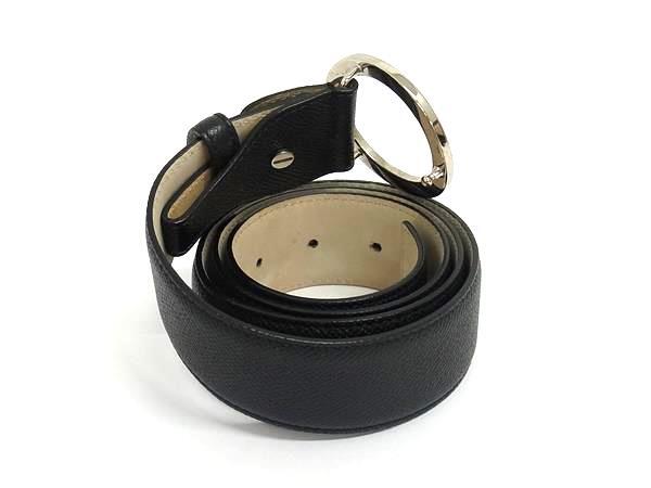 BVLGARI ブルガリ ベルト ブルガリブルガリ 37890 ブラック レザー ユニセックス ロゴ ラウンドバックル シルバー金具