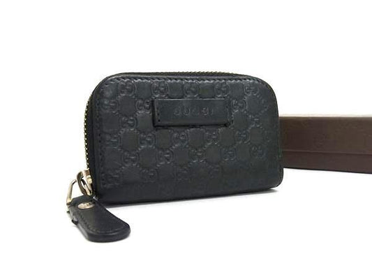GUCCI グッチ コインケース マイクログッチシマ 449896 ブラック レザー ユニセックス 美品