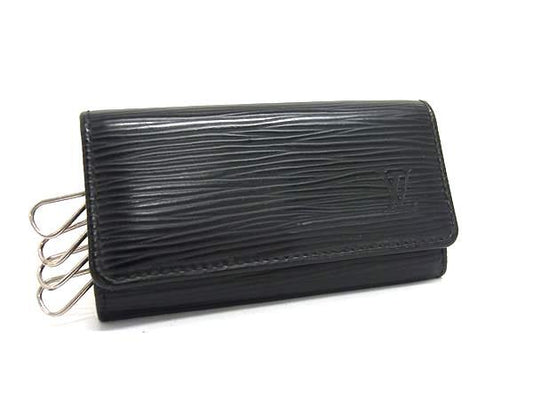 LOUIS VUITTON ルイヴィトン キーケース ミュルティクレ4 M63822 ブラック エピ ユニセックス シルバー金具 美品