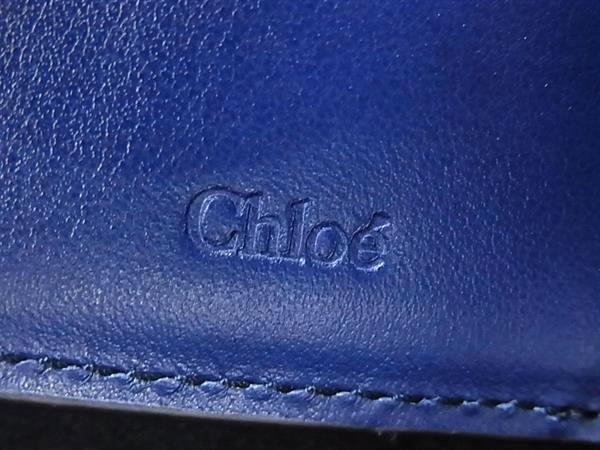 Chloe クロエ 財布 CHLOE C CHC19WP058C0126K グレー ネイビー ブラウン クロコダイル型押しレザー レディース 三つ折り財布 ゴールド金具 美品