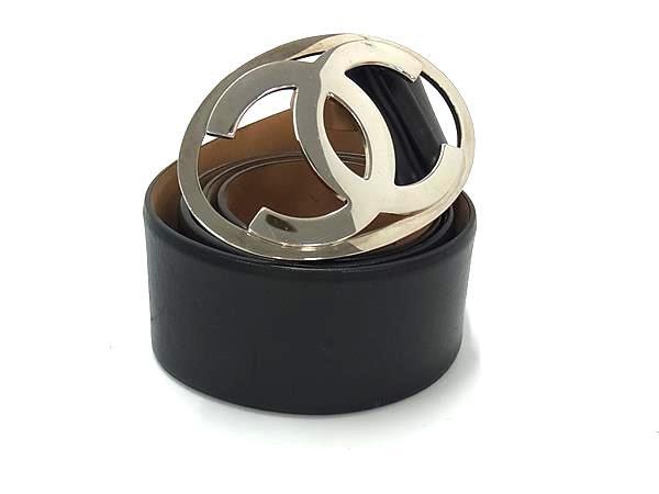 CHANEL シャネル ベルト ココマーク - ブラック レザー ユニセックス シルバー金具