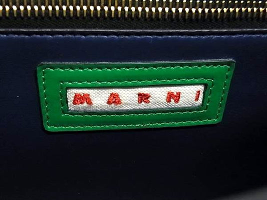 MARNI マルニ ハンドバッグ マルセル ノット BMMP0055Q0 グリーン系×ブラウン系×ブルー系 レザー レディース 2WAY ショルダーバッグ ゴールド金具 美品