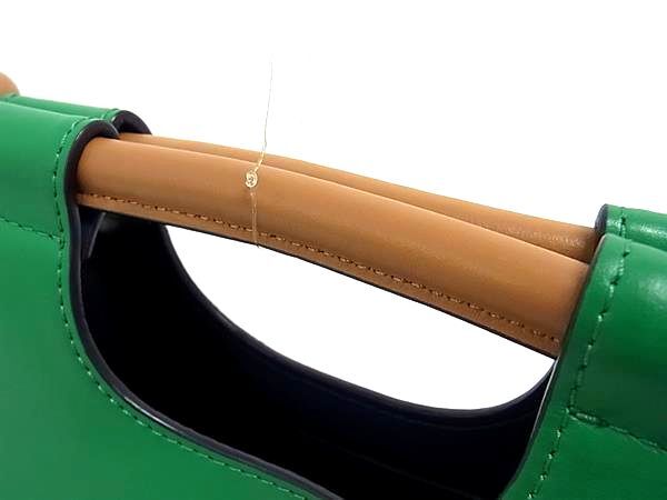 MARNI マルニ ハンドバッグ マルセル ノット BMMP0055Q0 グリーン系×ブラウン系×ブルー系 レザー レディース 2WAY ショルダーバッグ ゴールド金具 美品