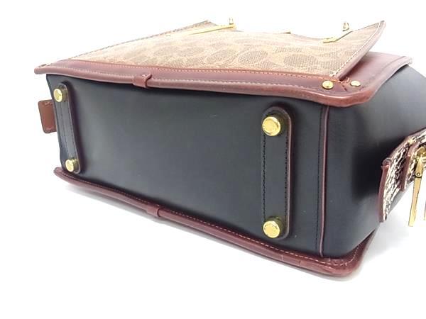 COACH コーチ ハンドバッグ ドリーマー 27 シグネチャー 38846 ブラウン系×ブラック系 PVC×レザー×パイソン レディース 2WAY ショルダーバッグ ゴールド金具