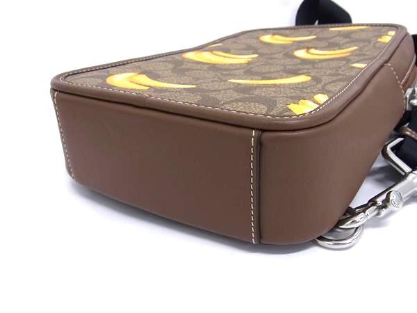 COACH コーチ ボディバッグ サリバン パック CR295 ブラウン系×イエロー系 PVC レザー メンズ バナナ柄 スリングバッグ シルバー金具 超美品