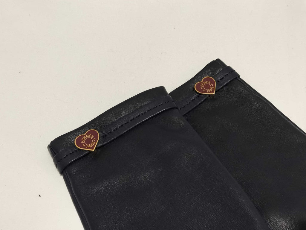 HERMES エルメス 手袋 ドリームラブ ネイビー ラムスキン レディース ハート 新品未使用展示品