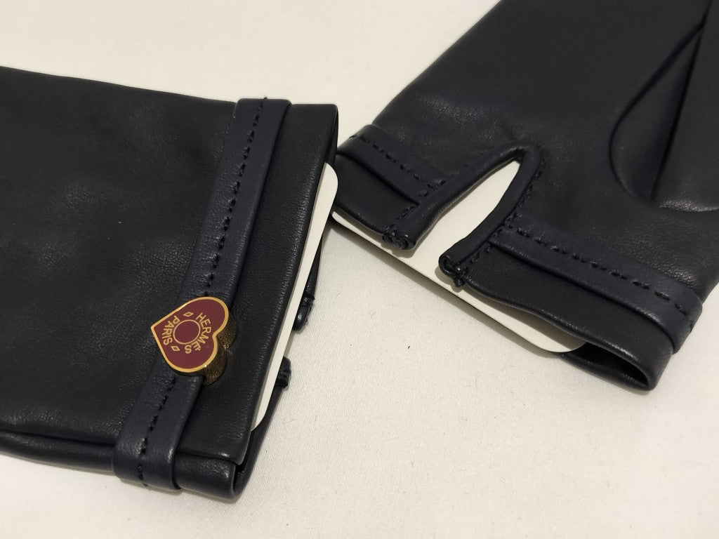 HERMES エルメス 手袋 ドリームラブ ネイビー ラムスキン レディース ハート 新品未使用展示品
