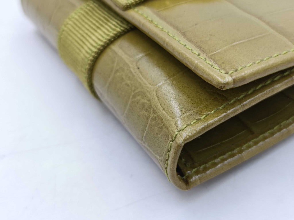 Salvatore Ferragamo フェラガモ キーケース ヴァラ 22 3056 カーキ系 型押しレザー レディース 6連 ゴールド金具 超美品