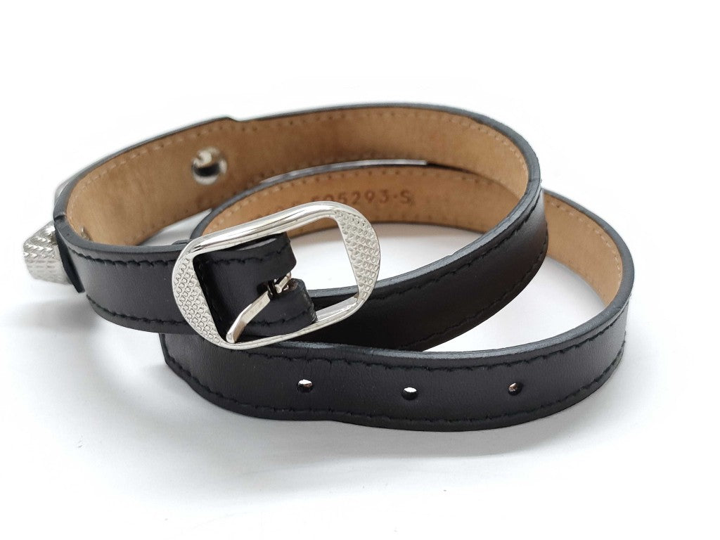 BALENCIAGA バレンシアガ ブレスレット ジャイアント 236345 ブラック レザー ユニセックス シルバー金具