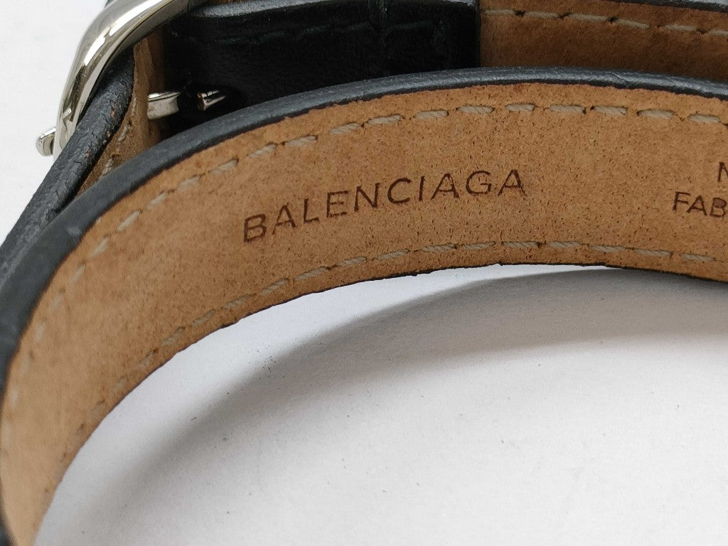 BALENCIAGA バレンシアガ ブレスレット ジャイアント 236345 ブラック レザー ユニセックス シルバー金具