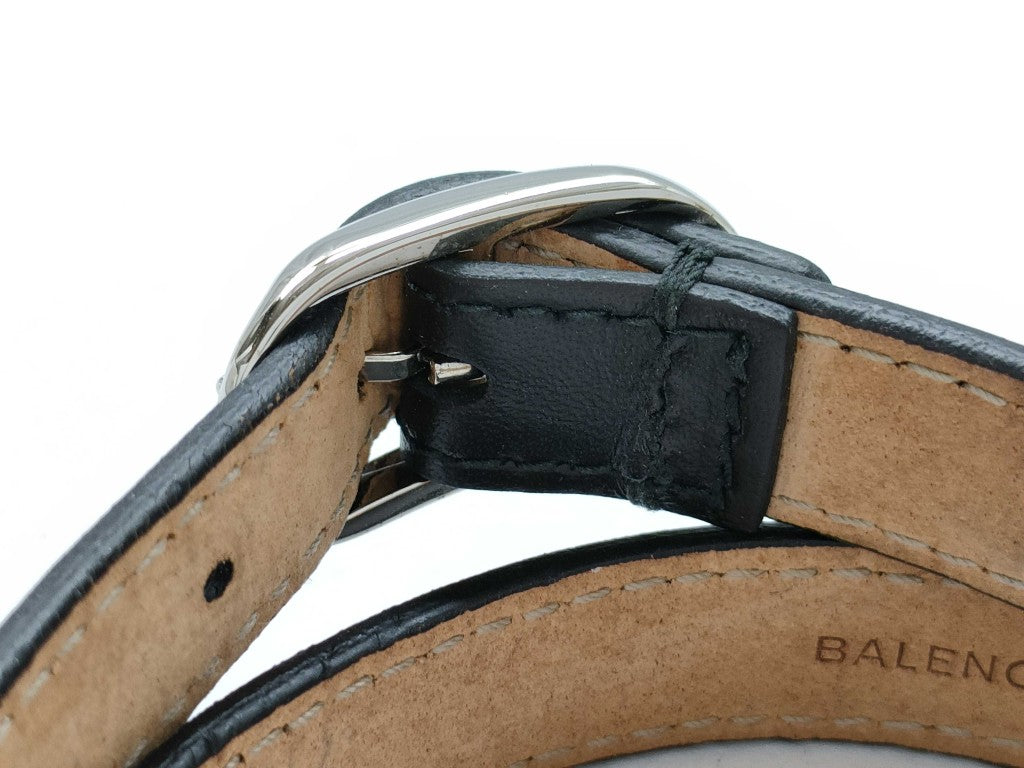 BALENCIAGA バレンシアガ ブレスレット ジャイアント 236345 ブラック レザー ユニセックス シルバー金具