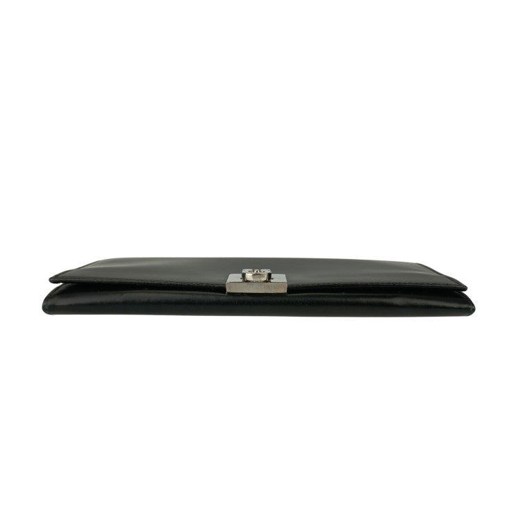 Salvatore Ferragamo フェラガモ 長財布 ガンチーニ ロングウォレット 22 8601 ブラック カーフレザー レディース 二つ折り シルバー金具