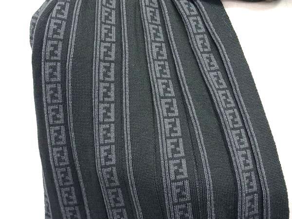 FENDI フェンディ マフラー ズッキーノ ブラック グレー ウール100％ ユニセックス 美品