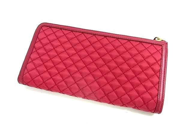 PRADA プラダ 財布 1M1183 ピンク系 テスートナイロン レザー レディース L字ファスナー 長財布 キルティング 超美品