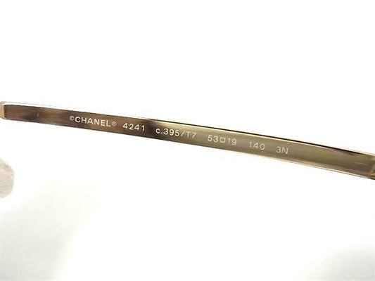 CHANEL シャネル サングラス ココマーク 4241 シルバー クリアベージュ プラスチック ユニセックス ミラーレンズ 美品