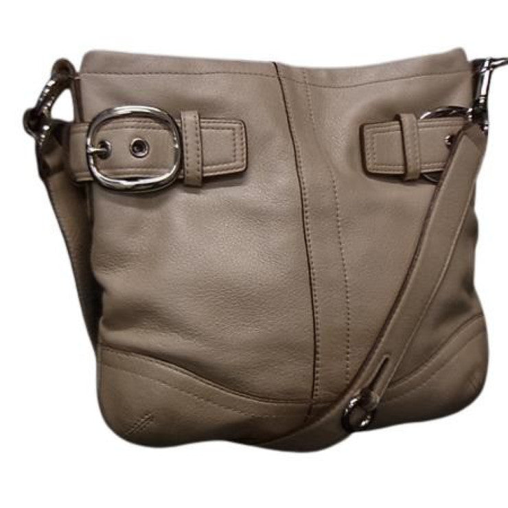 COACH コーチ ショルダーバッグ ダッフル F16514 ライトベージュ レザー レディース 美品