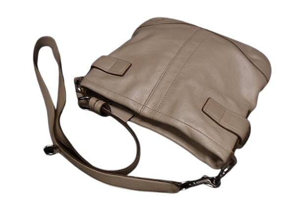 COACH コーチ ショルダーバッグ ダッフル F16514 ライトベージュ レザー レディース 美品