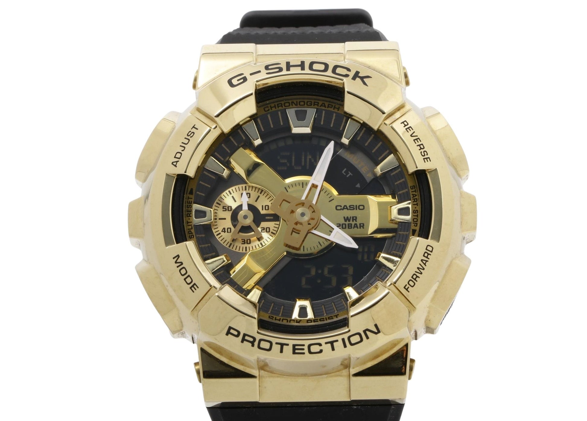 CASIO カシオ 時計 GSHOCK ANALOGDIGITAL 110 SERIES GM110G1A9JF ゴールド ブラック 樹脂／ステンレススチール メンズ アナデジ 美品