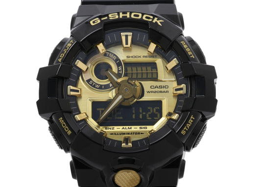 CASIO カシオ 時計 GSHOCK ANALOGDIGITAL GA700 SERIES GA710GB1AJF ゴールド ブラック 樹脂 メンズ アナデジ 美品