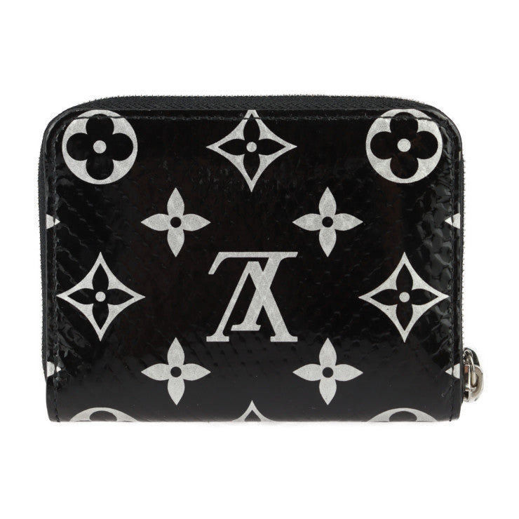 超美品 LOUIS VUITTON ルイ ヴィトン ジッピー コインパース モノグラム エキゾチック コインケース N97059 パイソン レザー ブラック シルバー ラウンドファスナー 小銭入れ ビトン