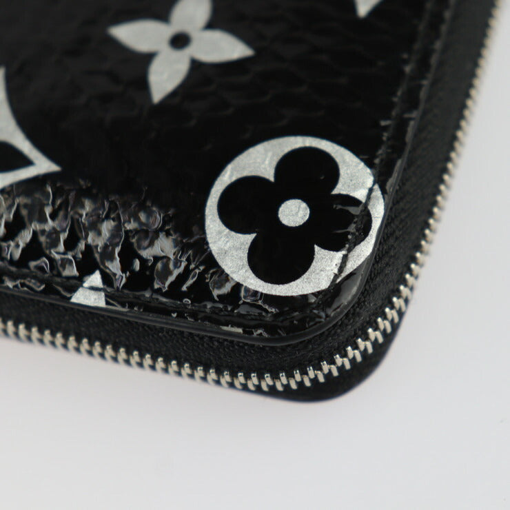 超美品 LOUIS VUITTON ルイ ヴィトン ジッピー コインパース モノグラム エキゾチック コインケース N97059 パイソン レザー ブラック シルバー ラウンドファスナー 小銭入れ ビトン
