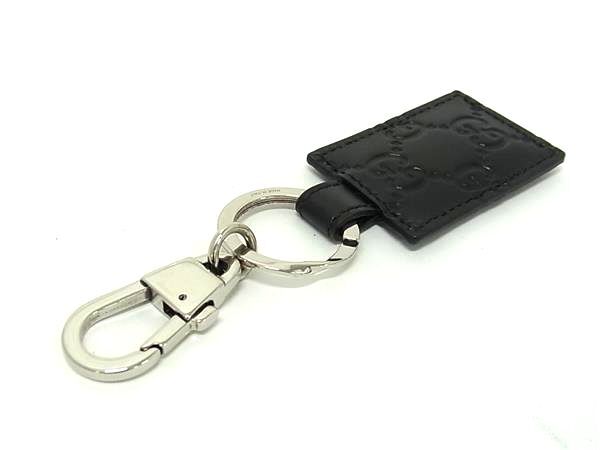 GUCCI グッチ キーホルダー グッチシマ キーリング ドリアン 478136 ブラック レザー ユニセックス シルバー金具 超美品