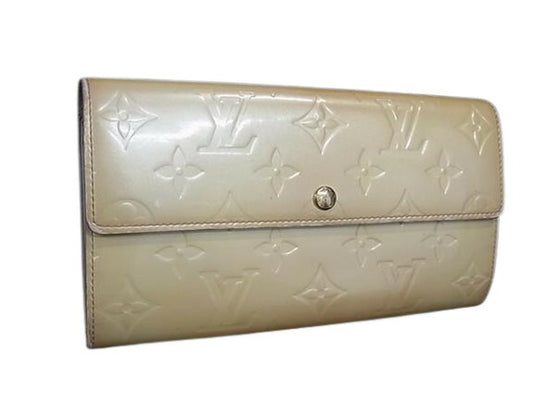 LOUIS VUITTON ルイヴィトン 長財布 モノグラム ヴェルニ ポシェット ポルトモネ クレディ M91382 ペルル パテントレザー レディース ゴールド金具
