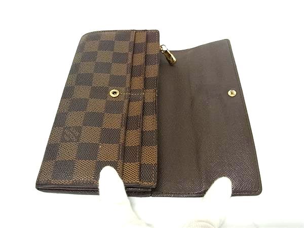 LOUIS VUITTON ルイヴィトン 長財布 ダミエ ポルトフォイユ サラ N61734 エベヌ PVC レザー レディース ゴールド金具
