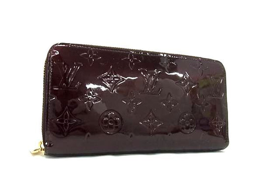 LOUIS VUITTON ルイヴィトン 長財布 モノグラム ヴェルニ ジッピーウォレット M93522 アマラント パテントレザー レディース ゴールド金具