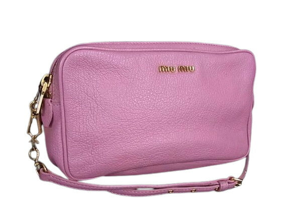 miumiu ミュウミュウ ショルダーバッグ マドラス RT0539 ピンク系 レザー レディース ポシェット 美品