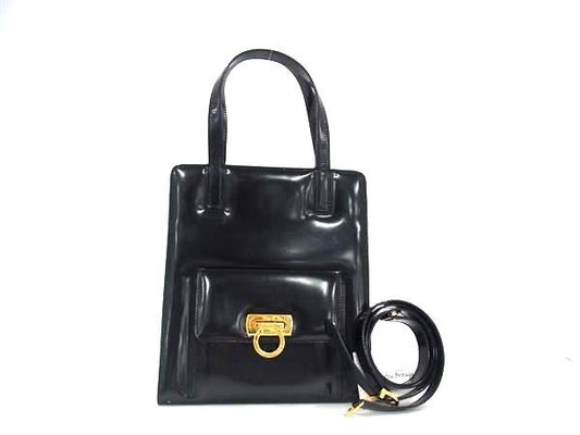 Salvatore Ferragamo サルヴァトーレ フェラガモ ハンドバッグ ガンチーニ 2WAYバッグ 21 6660 ブラック レザー レディース ショルダーバッグ