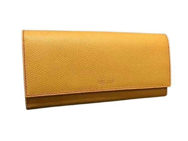 CELINE セリーヌ 財布 - - オレンジ レザー レディース 二つ折り長財布