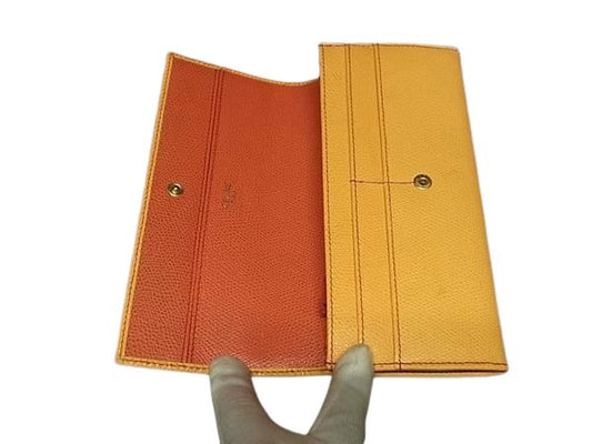 CELINE セリーヌ 財布 - - オレンジ レザー レディース 二つ折り長財布