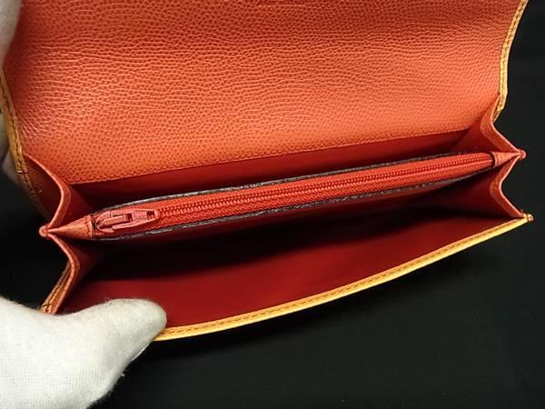 CELINE セリーヌ 財布 - - オレンジ レザー レディース 二つ折り長財布
