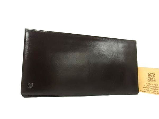 LOEWE ロエベ 財布 アナグラム - ダークブラウン レザー メンズ 二つ折り長財布 美品
