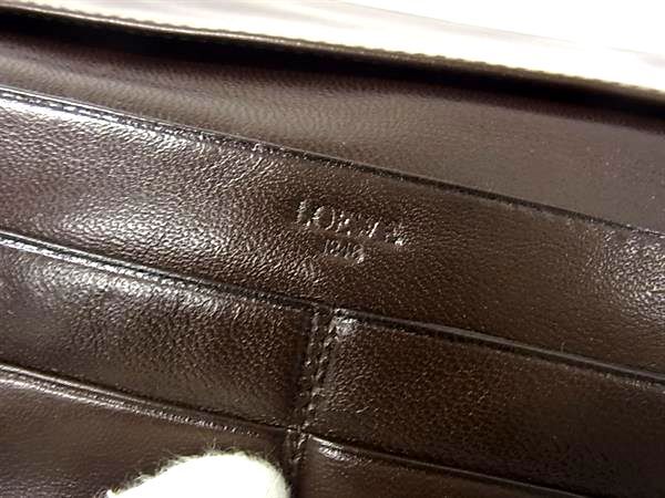LOEWE ロエベ 財布 アナグラム - ダークブラウン レザー メンズ 二つ折り長財布 美品