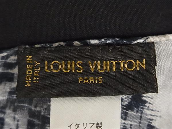 LOUIS VUITTON ルイヴィトン スカーフ - - ネイビー グレー シルク100% レディース 花柄 ひし形 新古未使用展示品