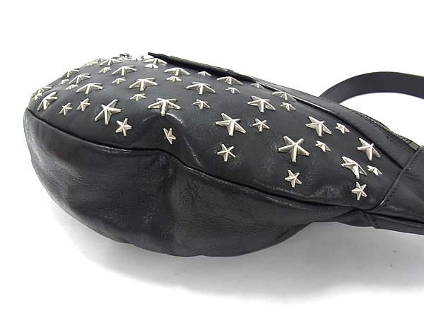JIMMY CHOO ジミーチュウ ボディバッグ デリー - ブラック レザー ユニセックス スタースタッズ シルバー金具 美品