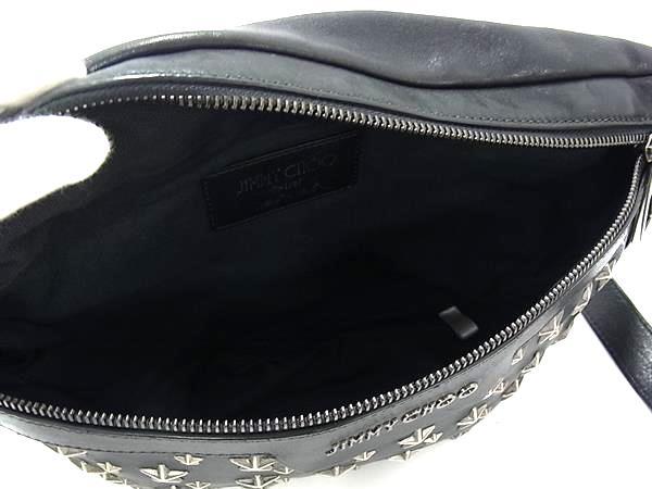 JIMMY CHOO ジミーチュウ ボディバッグ デリー - ブラック レザー ユニセックス スタースタッズ シルバー金具 美品