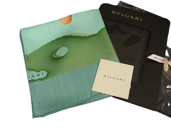 BVLGARI ブルガリ スカーフ - - グリーン系 シルク100% レディース ツリー柄 大判 新品未使用展示品