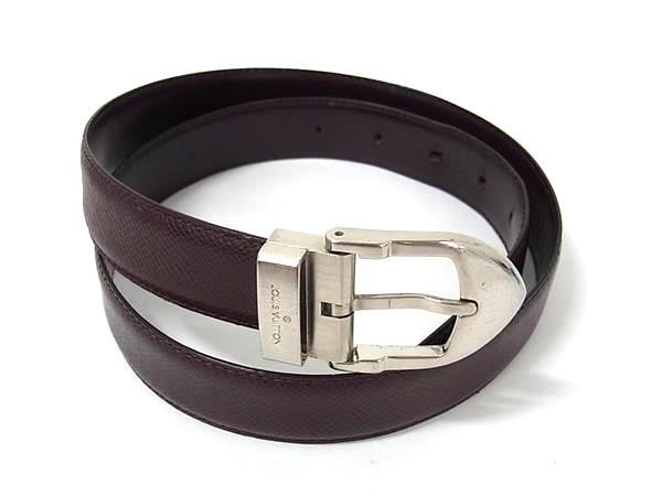 LOUIS VUITTON ルイヴィトン ベルト タイガ サンチュール クラシック M6841 アカジュー レザー メンズ シルバーバックル