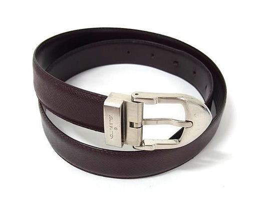 LOUIS VUITTON ルイヴィトン ベルト タイガ サンチュール クラシック M6841 アカジュー レザー メンズ シルバーバックル