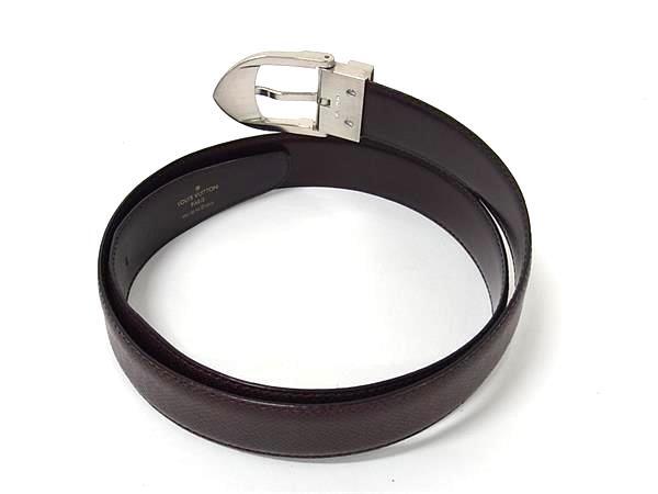 LOUIS VUITTON ルイヴィトン ベルト タイガ サンチュール クラシック M6841 アカジュー レザー メンズ シルバーバックル